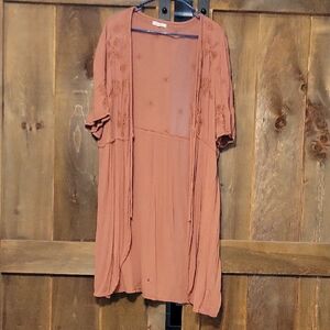 Maurices Terracotta Open Front Cardigan